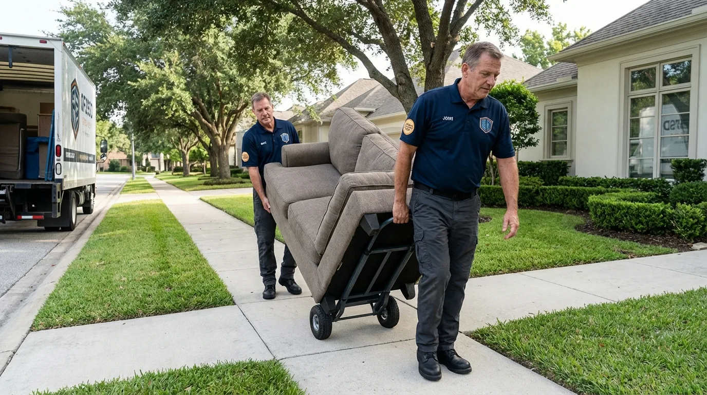 Local residential moving crew loading furniture in Ashdown, AR