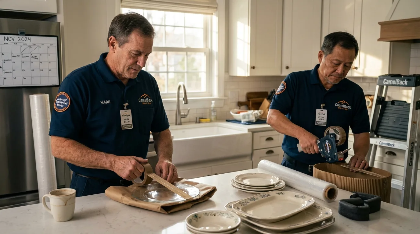 Professional crew packing kitchen dishware in Ashdown, AR